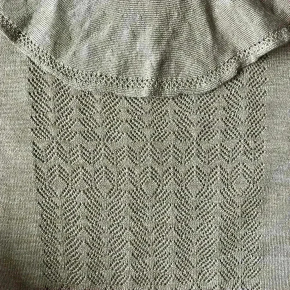 J. Crew Wool Ruffle Mock Neck‎ Pointelle Sweater Holiday Coquette Boho Sz XS - Picture 5 of 9